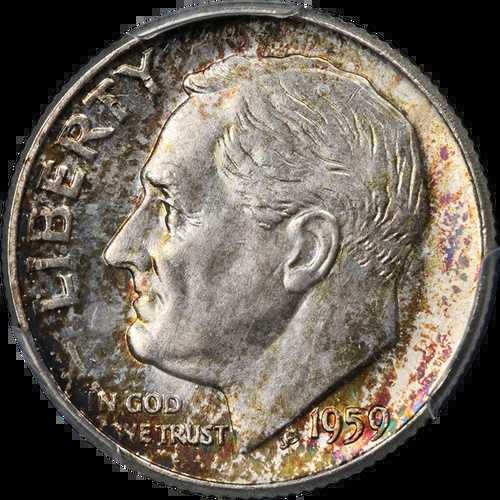 1959-P ルーズベルト ダイム PCGS MS66 FB 美しい外観 素晴らしい打刻