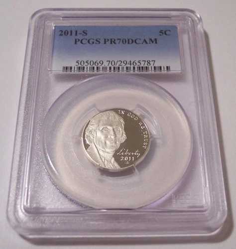 PCGS 2011 S ジェファーソン ニッケル プルーフ Unc PR70 DCAM (B)*