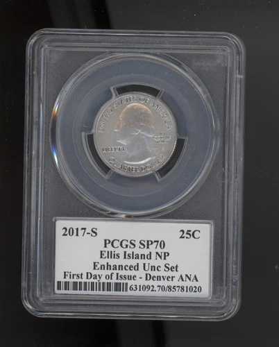 エリス島 NP エンハンスド UNC セット 初日発行 - 完璧な PCGS SP70 - 送料無料