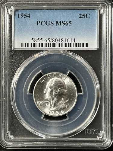 1954年 25セント ワシントン クォータードル PCGS MS65 80481614