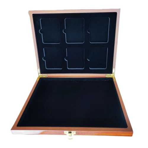 無垢材ディスプレイ収納ボックスケース 6スロット PCGS NGC認定コインスラブホルダー