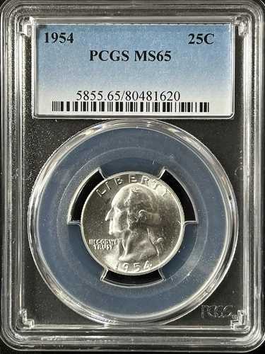 1954年 25セント ワシントン クォータードル PCGS MS65 80481620