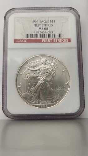 1994年 アメリカ合衆国 アメリカン・シルバー・イーグル NGC MS 68 ファースト・ストライク
