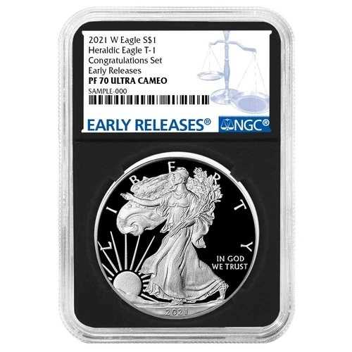 2021-W $1 1オンス T-1 プルーフ アメリカン シルバー イーグル コングラチュレーション セット NGC PF70UC