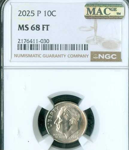 2025 P ルーズベルト ダイム NGC MS68 FT MAC スポットレス。