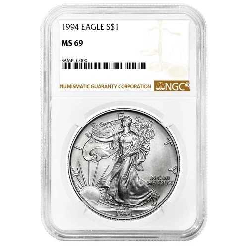 1994年 1ドル 1オンス アメリカンシルバーイーグル NGC MS69 ブラウンラベル