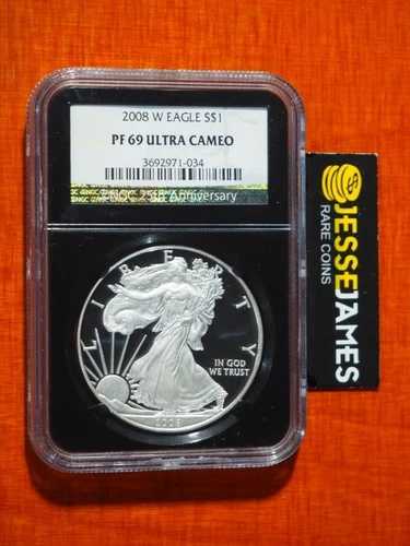 2008 W プルーフ シルバー イーグル NGC PF69 ウルトラカメオ ブラック コアホルダー 44,880円