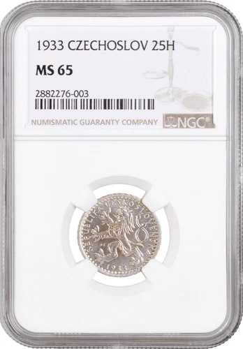 チェコスロバキア 25 heleru 1933, NGC MS65, 「第一共和国（1919 - 1938）」 44,880円