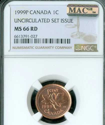 1999 P カナダ テスト セント NGC MAC MS66 RD PQ MAC スポットレス レア。