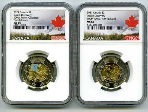 2021年 2ドル カナダ NGC MS66 トゥーニー インシュリン 2ドル マッチド 2枚セット - FR 45,540円
