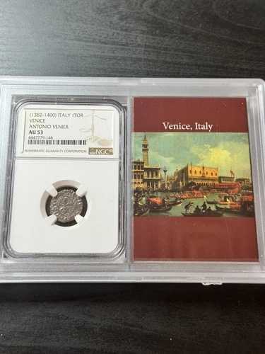 1382-1400 ヴェネツィア イタリア アントニオ・ヴェニエ 1 TOR コイン NGC AU53 ストーリーヴォールト (Slab2440)