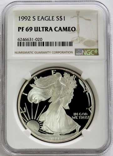 1992年 南米 シルバーイーグル プルーフ 1ドル硬貨 NGC PF 69 UC