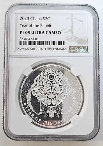 卯年旧暦 1/2オンス プルーフ銀貨 ガーナ 2023年/PF69 NGC