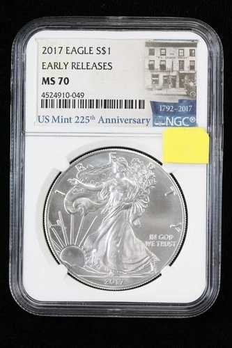 2017年 シルバーイーグル NGC MS70 早期リリース 米国造幣局 225周年記念 3HC1