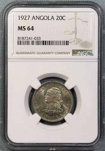アンゴラ ポルトガル ポルトガル 1927 20 センタボス 4 マクタス ChBU コイン NGC MS 64