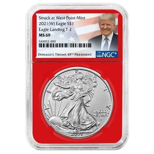 2021年 (W) $1 1オンス T-2 アメリカンシルバーイーグル NGC MS69 トランプラベル レッドコア