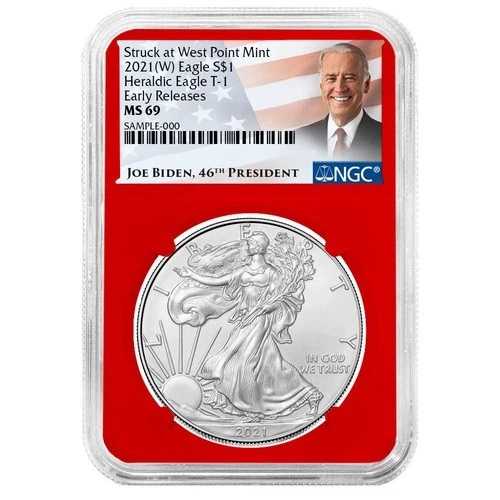 2021年 (W) $1 1オンス T-1 アメリカンシルバーイーグル NGC MS69 ER バイデンラベル レッドコア|WORLD RESOURCE【QUEEN店】