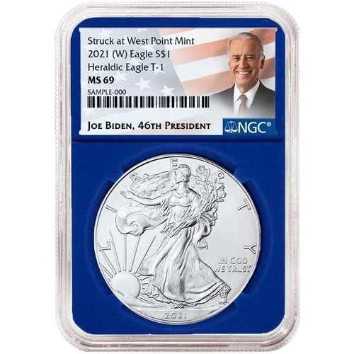 2021年 (W) $1 タイプ1 アメリカンシルバーイーグル NGC MS69 バイデンラベル ブルーコア|WORLD RESOURCE【QUEEN店】