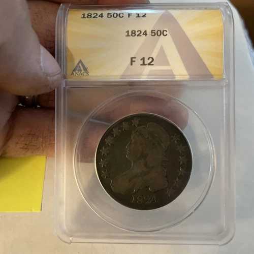 1824年 キャップドバスト シルバー ハーフドル ANACS F12 F 12