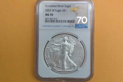 2022-W バーニッシュド シルバー イーグル NGC MS70 - 不純物なし