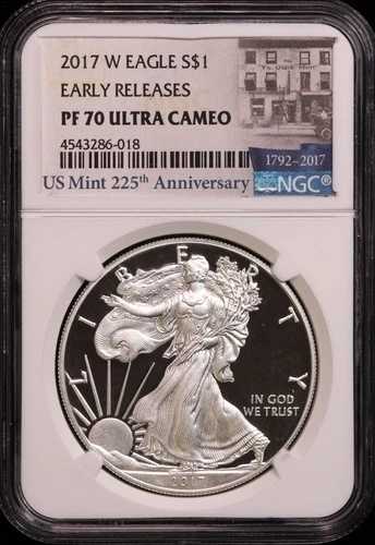 2017-W プルーフ シルバー イーグル NGC PF 70 ウルトラカメオ アーリーリリース *米国造幣局ラベル*