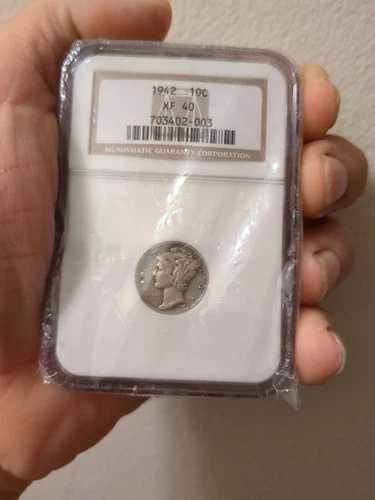 1942年製 マーキュリーダイム Xf40 NGC鑑定済み