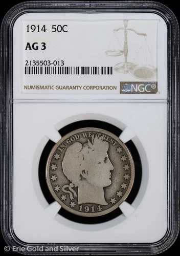 1914年 50セント バーバー ハーフダラー NGC AG 3