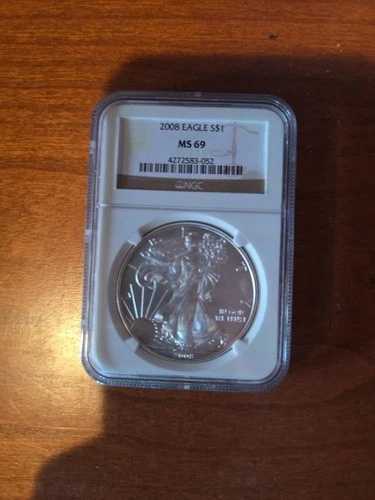 2008年 アメリカン シルバー イーグル S$1 コイン MS69 ブラウンラベル NGC