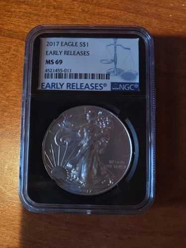 2017年アメリカンシルバーイーグルコイン MS 69 アーリーリリース、NGC 48,180円