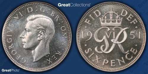 ??1951 NGC PF66 イギリス シックスペンス 6ペンス チェシャー コレクション - 素晴らしいコイン!??