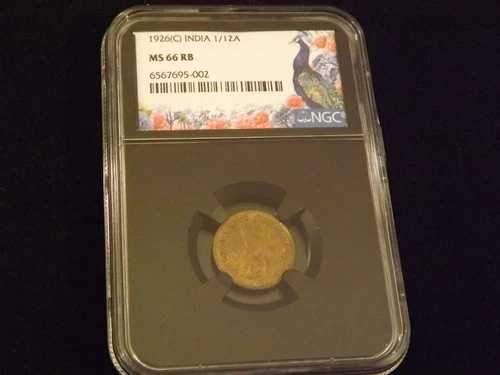 1926年 - C 1/4 アンナ・インディア・レトロ NGC MS 66 RB