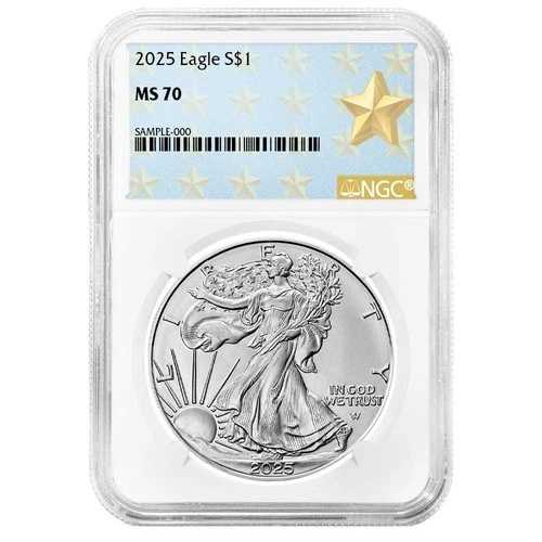 2025年 1ドル アメリカン シルバー イーグル NGC MS70 ウェストポイント スターラベル 46,860円