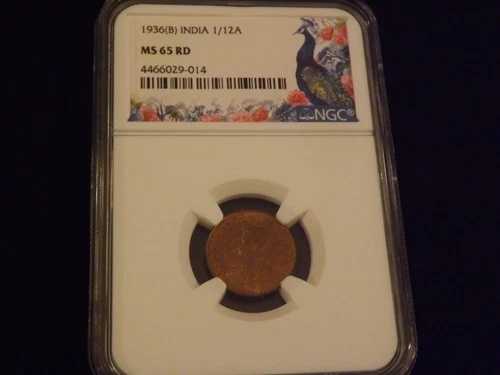 1936年 - B 1/12 アンナ・インディア NGC MS 65 RD