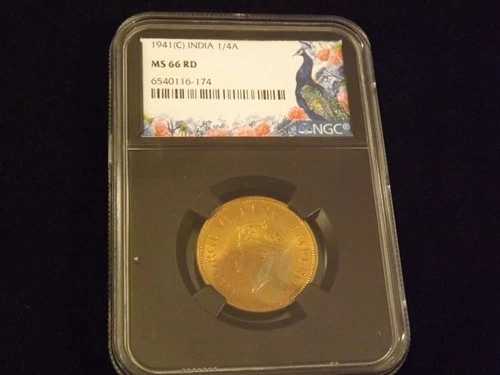 1941年 - C 1/4 アンナ・インディア・レトロ NGC MS 66 RD