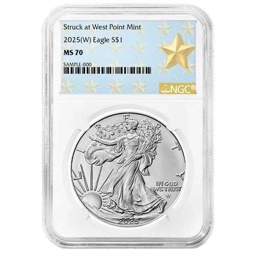 2025(W)$1 アメリカンシルバーイーグルNGC MS70ウェストポイントスターラベル-
