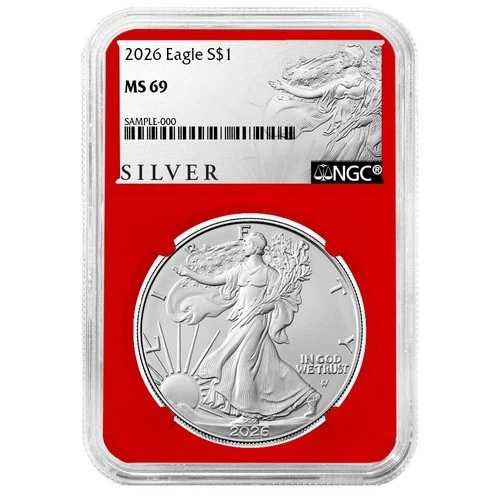 プレセール - 2026年 1ドル アメリカン シルバー イーグル NGC MS69 ALSラベル レッドコア