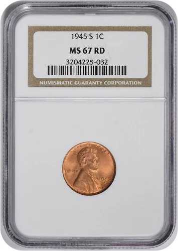1945-S リンカーン セント MS67RD NGC