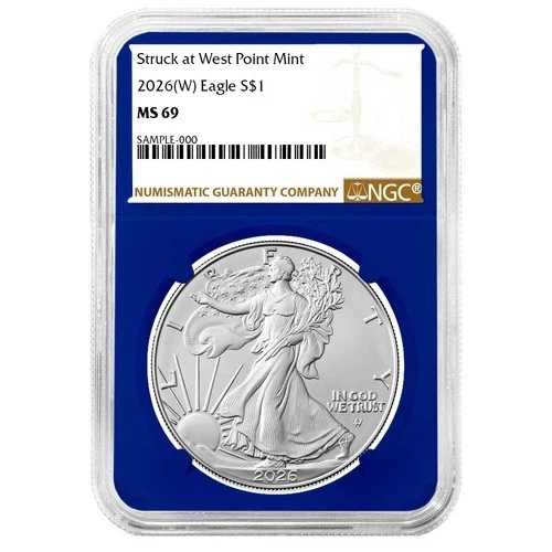 プレセール - 2026 (W) $1 1オンス アメリカンシルバーイーグル NGC MS69 ブラウンラベル ブルーコア|WORLD RESOURCE【QUEEN店】