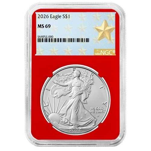 プレセール - 2026年 1ドル 1オンス アメリカンシルバーイーグル NGC MS69 ウェストポイント スターラベル レッド