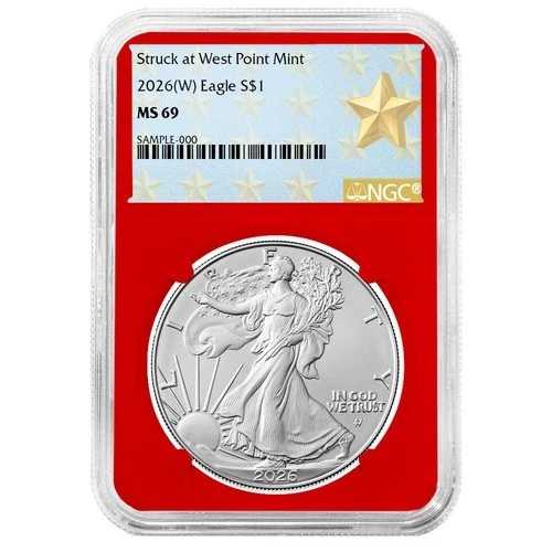 プレセール - 2026 (W) $1 アメリカン シルバー イーグル NGC MS69 ウェストポイント スターラベル レッド｜WORLD RESOURCE【QUEEN店】