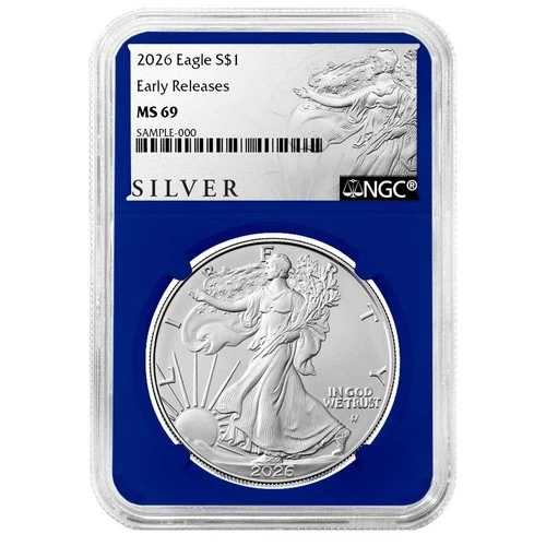 プレセール - 2026 $1 1オンス アメリカンシルバーイーグル NGC MS69 ER ALSラベル ブルーコア