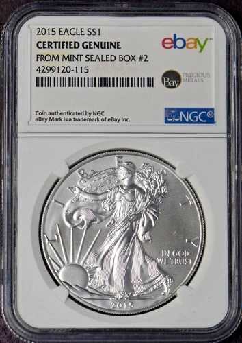 2015年 アメリカン シルバー イーグル NGC ミント ボックス #2 - eBay + Bay PM ラベル - ?COINGIANTS? 48,840円