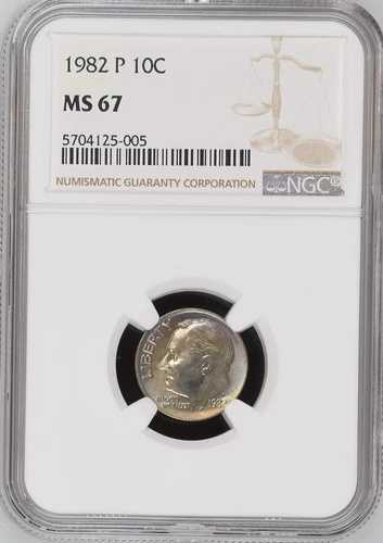 1982-P 10C ルーズベルト ダイム NGC MS67 5704125-005