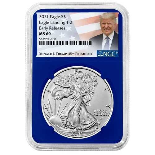 2021年 1ドル タイプ2 アメリカンシルバーイーグル NGC MS69 ER トランプラベル ブルーコア|WORLD RESOURCE【QUEEN店】