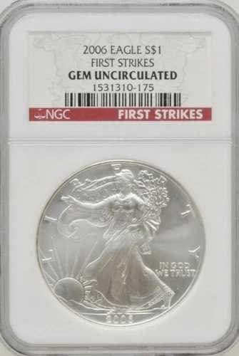 2006 NGC GEM UNC アメリカン シルバー イーグル ASE $1 純銀 .999 ファーストストライク コイン
