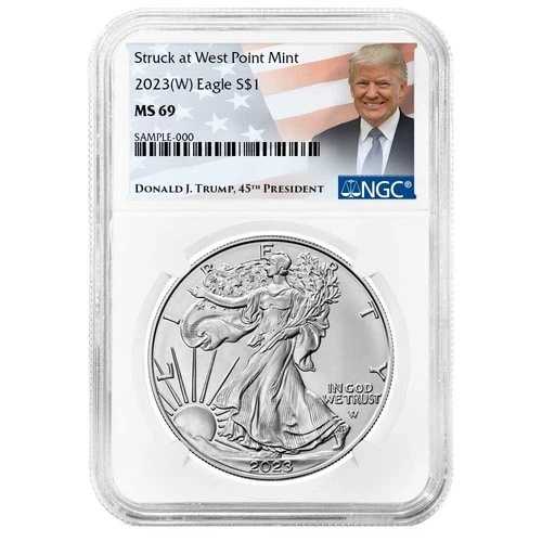 2023年 (W) 1ドル アメリカン シルバー イーグル NGC MS69 トランプラベル