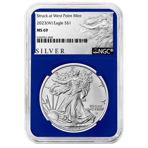 2023年 (W) $1 1オンス アメリカンシルバーイーグル NGC MS69 ALSラベル ブルーコア