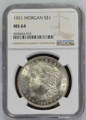 1921年 モルガン銀貨 NGC MS-64 4010