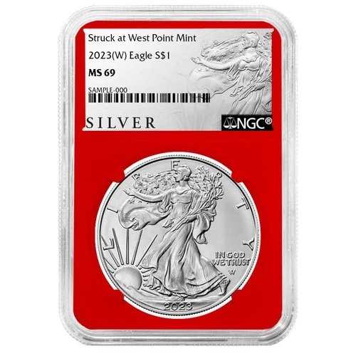 2023年 (W) 1ドル アメリカン シルバー イーグル NGC MS69 ALSラベル レッドコア 46,860円