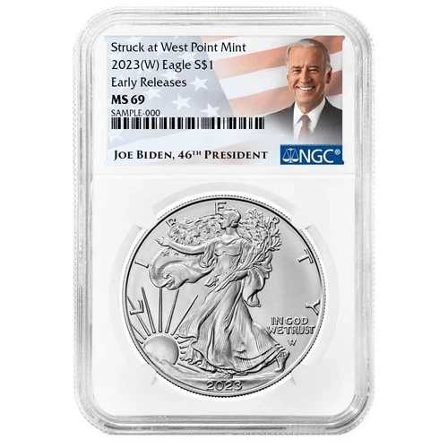2023年 (W) $1 1オンス アメリカンシルバーイーグル NGC MS69 ER バイデンラベル｜WORLD RESOURCE【QUEEN店】